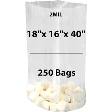 LDPE Clear Gusseted Poly Bags 2 Mil 18" X 16" X 40" 250 Bags